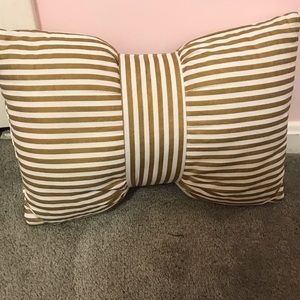 Gold and White Bow Pillow